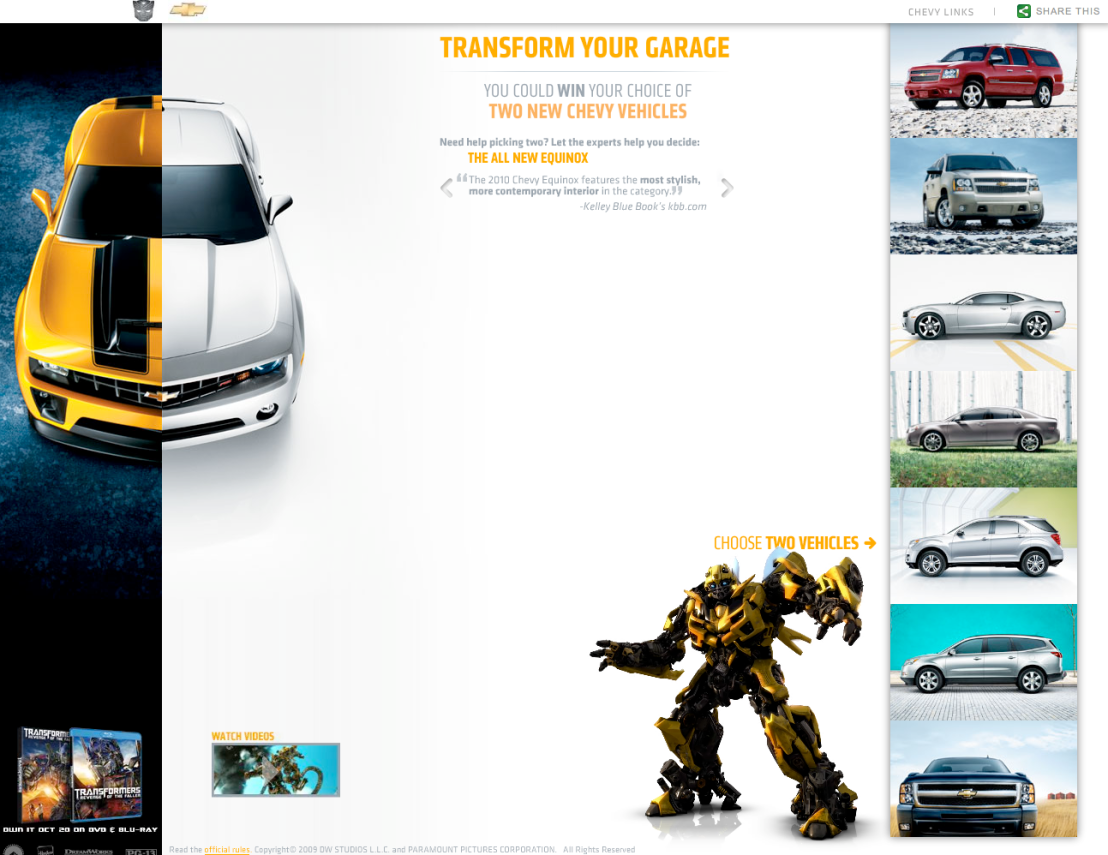 Chevy Transform Your Garage site